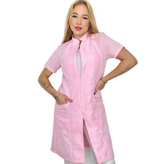 Jaleco Feminino Manga Curta Com Zíper Anita