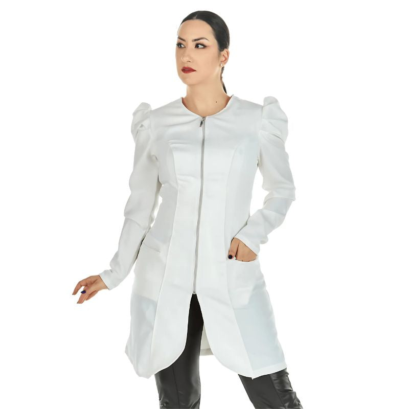 Jaleco Feminino Acinturado Manga Bufante Olivia