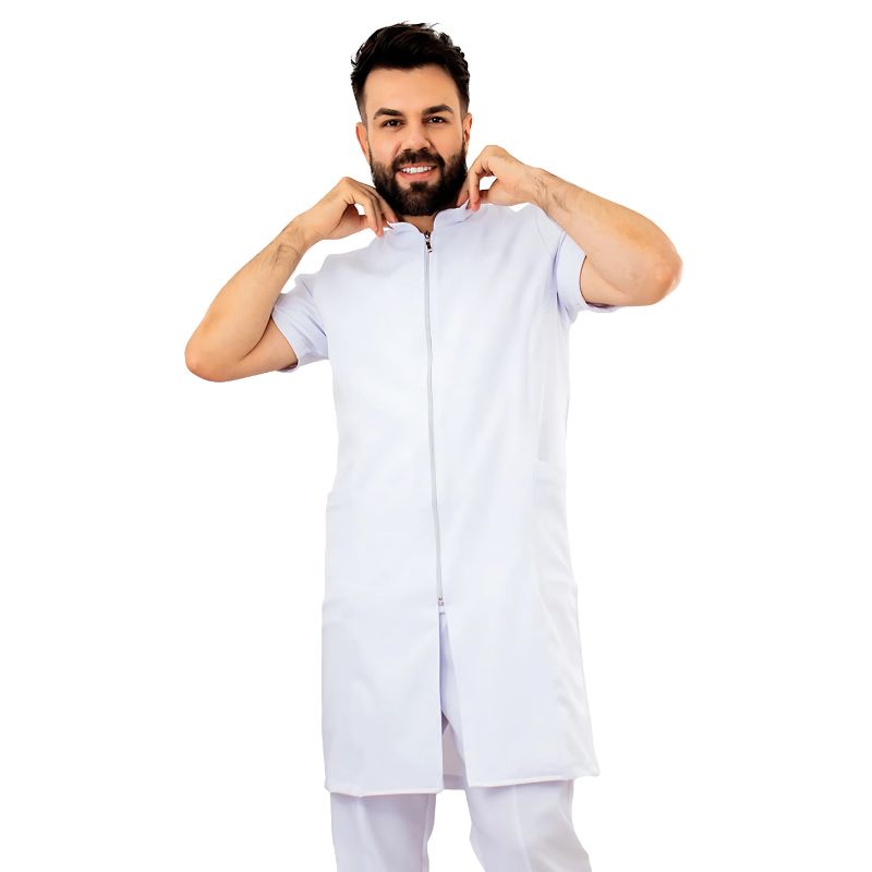 Jaleco Masculino Manga Curta Com Zíper Mario