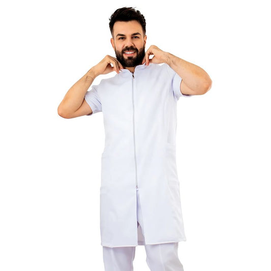 Jaleco Masculino Manga Curta Com Zíper Mario