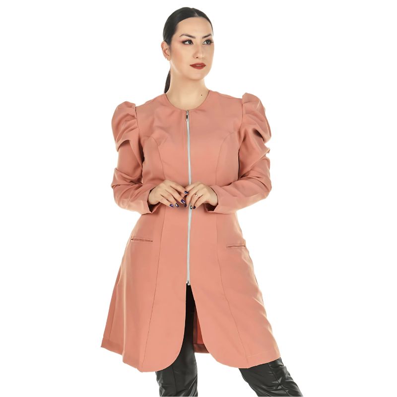 Jaleco Feminino Acinturado Manga Bufante Olivia