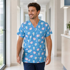 Blusa Scrub Masculino Estampado Odontologia Dentinhos