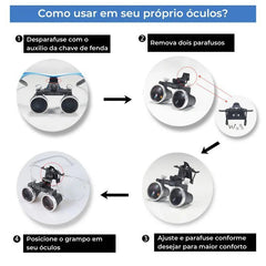Grampo Adaptador De Lupa Binocular Em Óculos De Grau