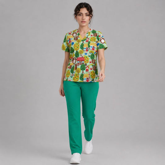 Scrub Feminino Pijama Cirúrgico Estampado Animais