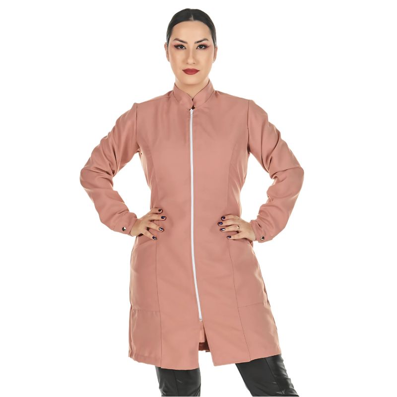 Jaleco Feminino Acinturado Com Zíper Tania