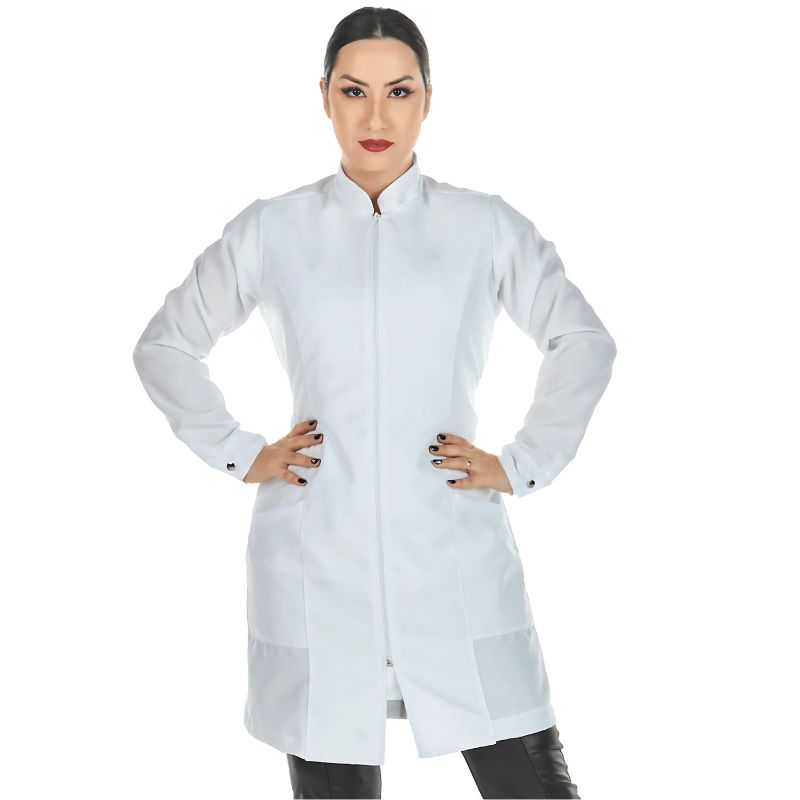 Jaleco Feminino Acinturado Com Zíper Tania
