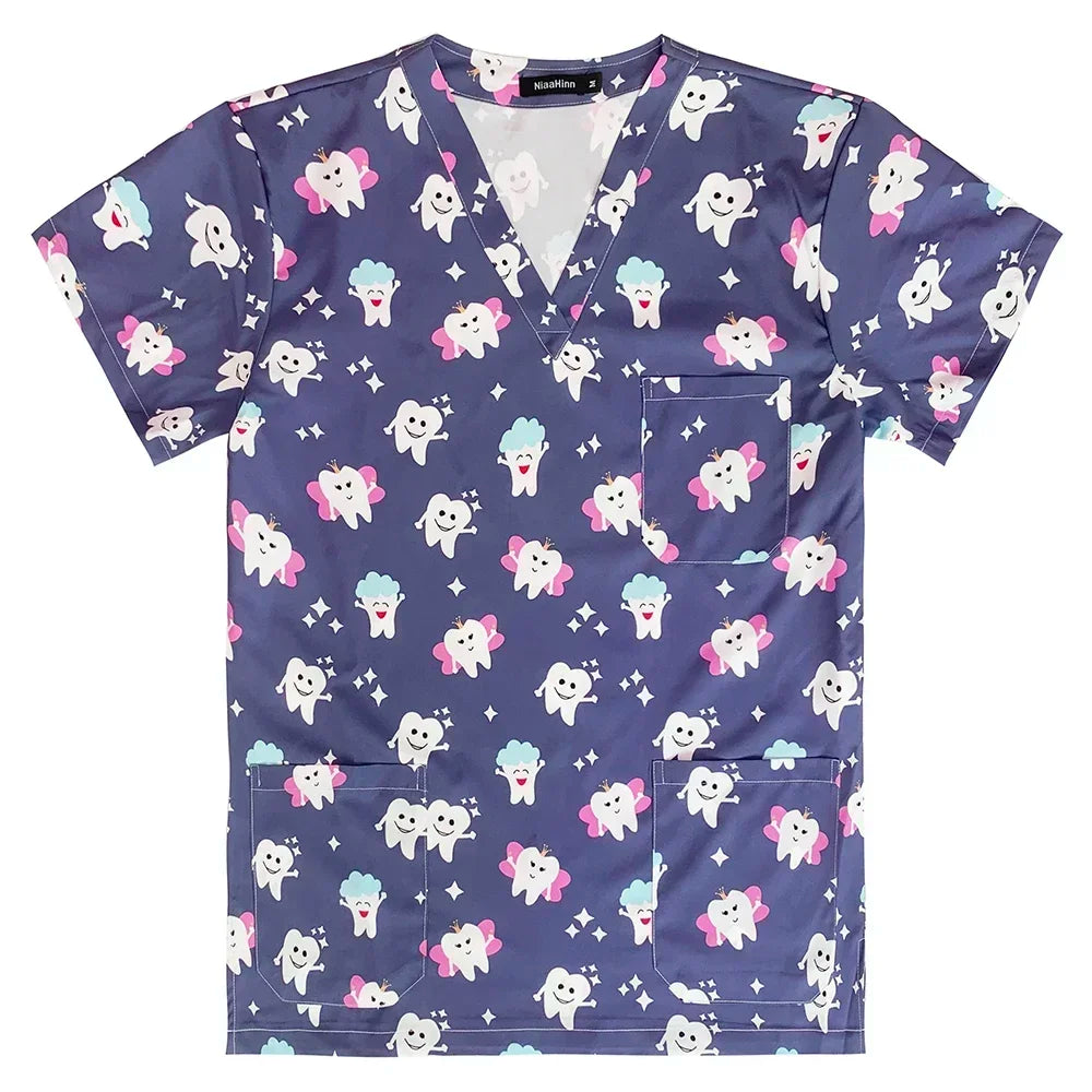 Blusa Scrub Feminino Estampado Odontologia Dentinhos
