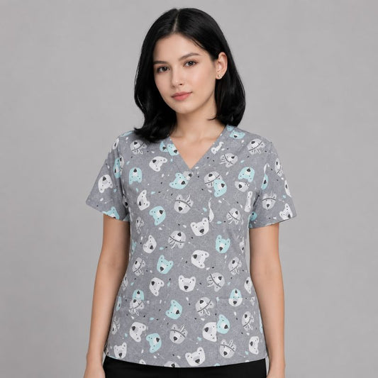 Blusa Scrub Feminino de Algodão Estampado Animais