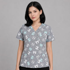 Blusa Scrub Feminino de Algodão Estampado Animais