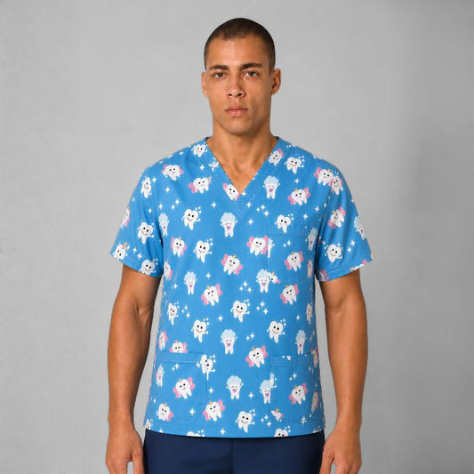 Blusa Scrub Masculino Estampado Odontologia Dentinhos